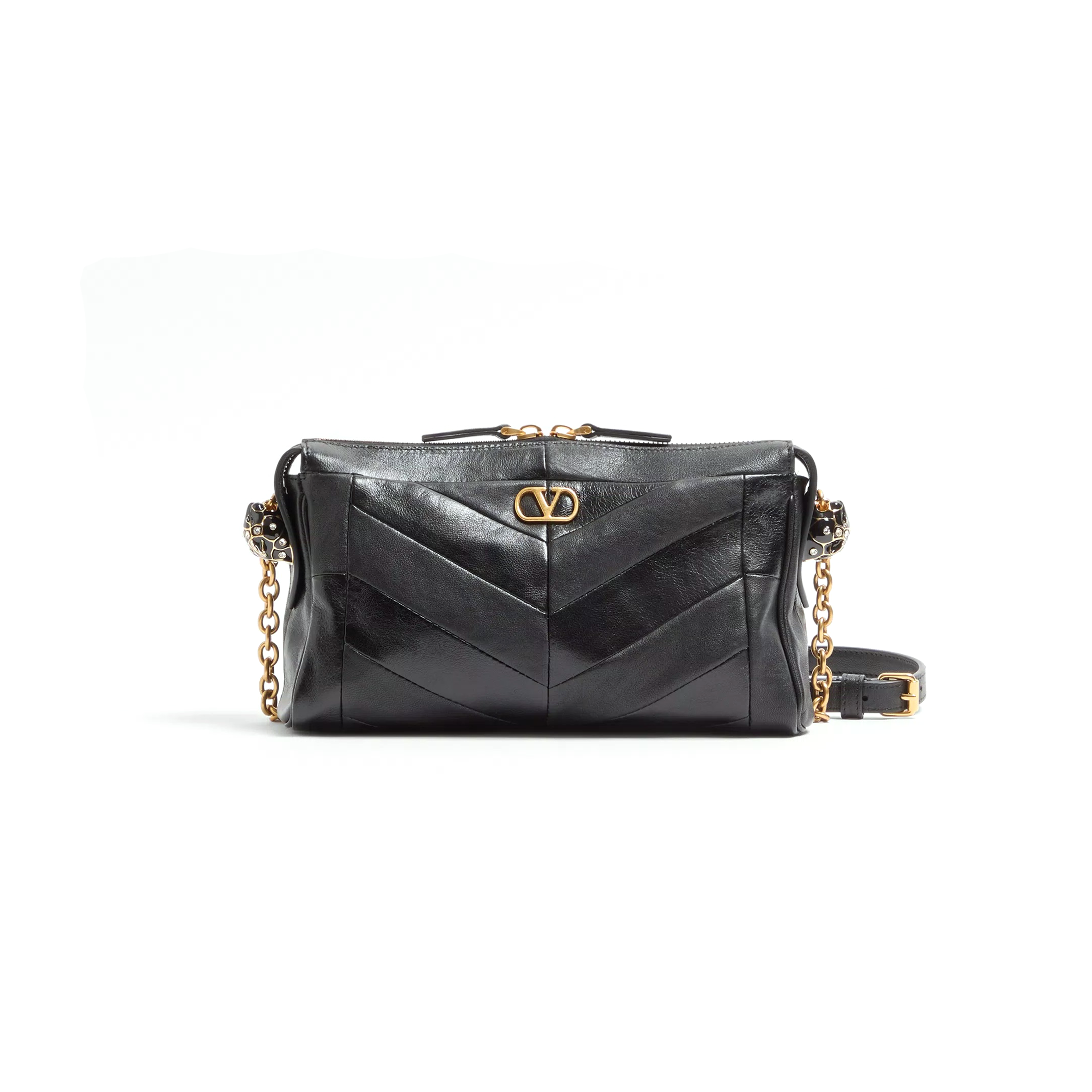 Va1e*ntin0 garavani panthea small shoulder bag in nappa leather with a chevron pattern 8w2b0s99uyf_0no (24*14*6cm)
